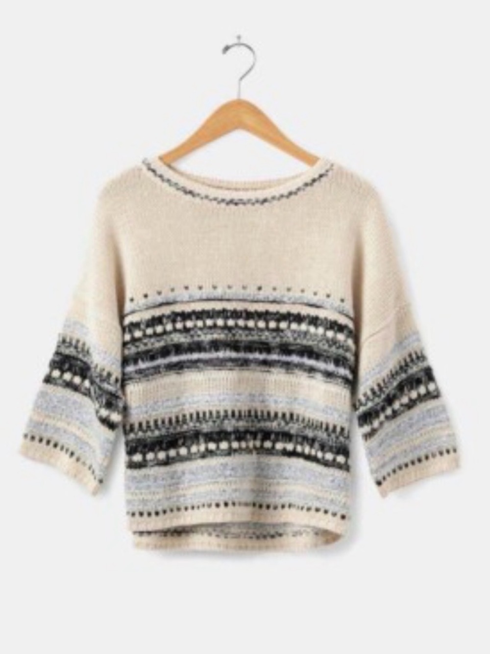 Matilda Jane Cream and Black GH Drop Azle sleeve stripe Scoop Neck Sweater Sz S